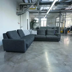 Walter Knoll Wohnlandschaften|Ecksofa Grand Suite Bezug Stoff Sonora 7869 Basalt Anthrazit Sockel Buche Schwarz Lackiert