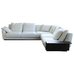 Walter Knoll Wohnlandschaften|Ecksofa Grand Suite Stoff Tonga 7615 Off White Weiß Abschlusselement Leder Saddle Coffee