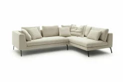 Raum.Freunde Ecksofas|Ecksofa Helmi Stoff Cord Nature Sand Metallfuß Schwarz Matt