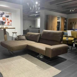 Koinor Ecksofas|Ecksofa Hennessie Leder A-India Muskat Schwertkufe Nickel Satiniert