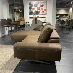 Koinor Ecksofas|Ecksofa Hennessie Leder A-India Muskat Schwertkufe Nickel Satiniert