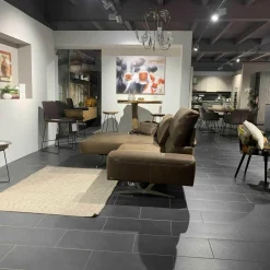 Koinor Ecksofas|Ecksofa Hennessie Leder A-India Muskat Schwertkufe Nickel Satiniert