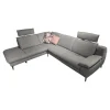 Hukla Ecksofas|Ecksofa Horas Stoff Soul Silver Grau Fuß Metall Schwarz Mit Klappbarer Armlehne Und Relaxfunktion Rechts