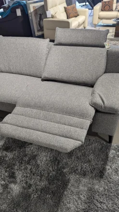 Hukla Ecksofas|Ecksofa Horas Stoff Soul Silver Grau Fuß Metall Schwarz Mit Klappbarer Armlehne Und Relaxfunktion Rechts