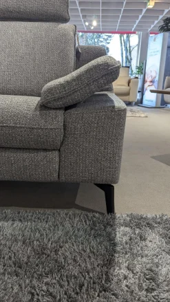 Hukla Ecksofas|Ecksofa Horas Stoff Soul Silver Grau Fuß Metall Schwarz Mit Klappbarer Armlehne Und Relaxfunktion Rechts