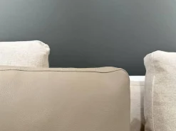 Frigerio Ecksofas|Ecksofa Horizon Stoff Nebraska 18 Beige Leder Sienna 5005 Beige Füße Metall Inklusive Kissen