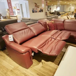Hukla Ecksofas|Ecksofa IL 4052 Leder Credo Barolo Rot mit motorischen Funktionen