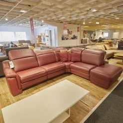 Hukla Ecksofas|Ecksofa IL 4052 Leder Credo Barolo Rot mit motorischen Funktionen