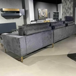 WK Wohnen Ecksofas|Ecksofa Indigo Stoff 23093 Mit 3 Lederkissen Und Kopfstütze