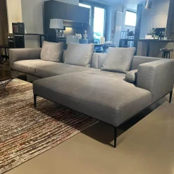Walter Knoll Ecksofas|Ecksofa Jaan Living Stoff Bora 7748 Slate Grau Fuß Schwarz Matt Pulverbeschichtet Inklusive Kissen