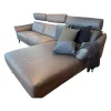 Comfort Republic Ecksofas|Ecksofa Justus Leder Retro Grey Grau Metallfuß Schwarz