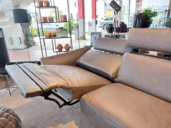 Comfort Republic Ecksofas|Ecksofa Justus Leder Retro Grey Grau Metallfuß Schwarz