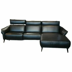 Comfort Republic Ecksofas|Ecksofa Justus Leder WL Black Schwarz mit motorischer Relaxfunktion