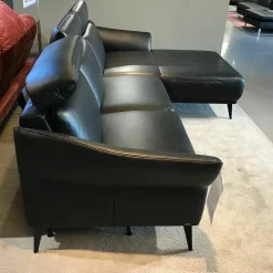 Comfort Republic Ecksofas|Ecksofa Justus Leder WL Black Schwarz mit motorischer Relaxfunktion