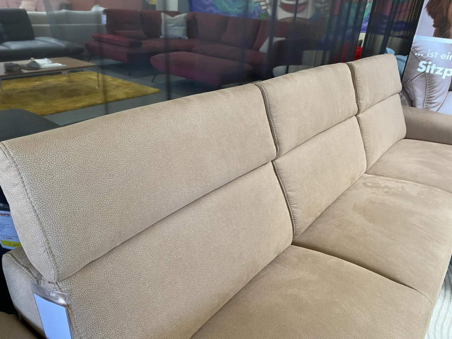 Polsteria Ecksofas|Ecksofa Krüger Stoff Mikrofaser Holiday Braun Holzfuß Eiche mit Armteilverstellung und Kopfteilverstellung