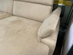 Polsteria Ecksofas|Ecksofa Krüger Stoff Mikrofaser Holiday Braun Holzfuß Eiche mit Armteilverstellung und Kopfteilverstellung