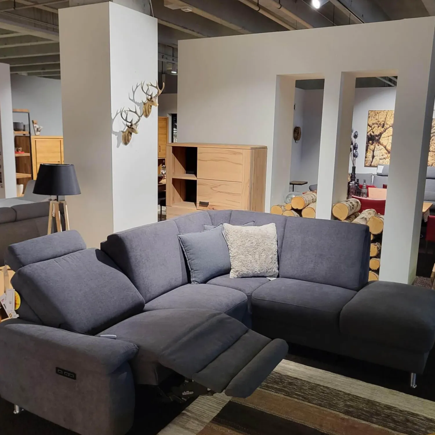 Arco Ecksofas|Ecksofa KS 996821 Stoff D Grau Füße Alurohr Mit Einsteckvorrichtung