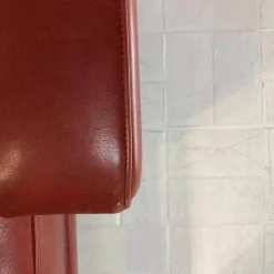 Violetta Ecksofas|Ecksofa Leder Rot 1/96 Füße Chrom mit 2 Armlehnkissen