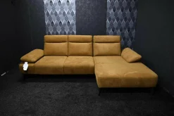DFM Ecksofas|Ecksofa Lennox Stoff Regain 23 Ocre Braun mit Elektrischer Relaxfunktion und Sitztiefenverstellung