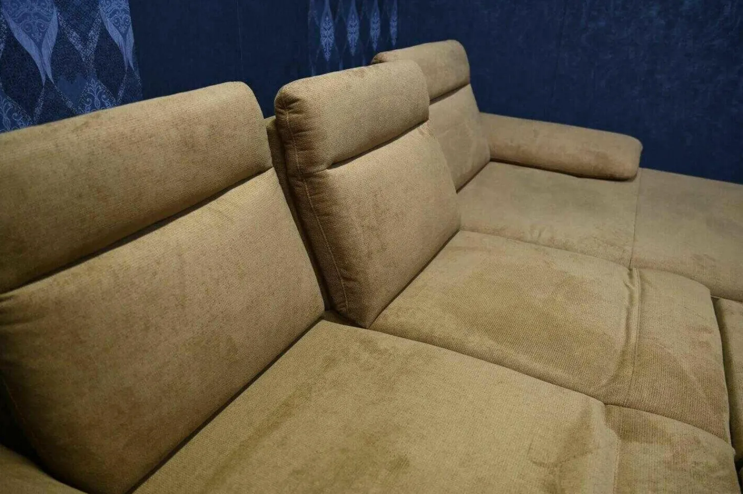 DFM Ecksofas|Ecksofa Lennox Stoff Regain 23 Ocre Braun mit Elektrischer Relaxfunktion und Sitztiefenverstellung