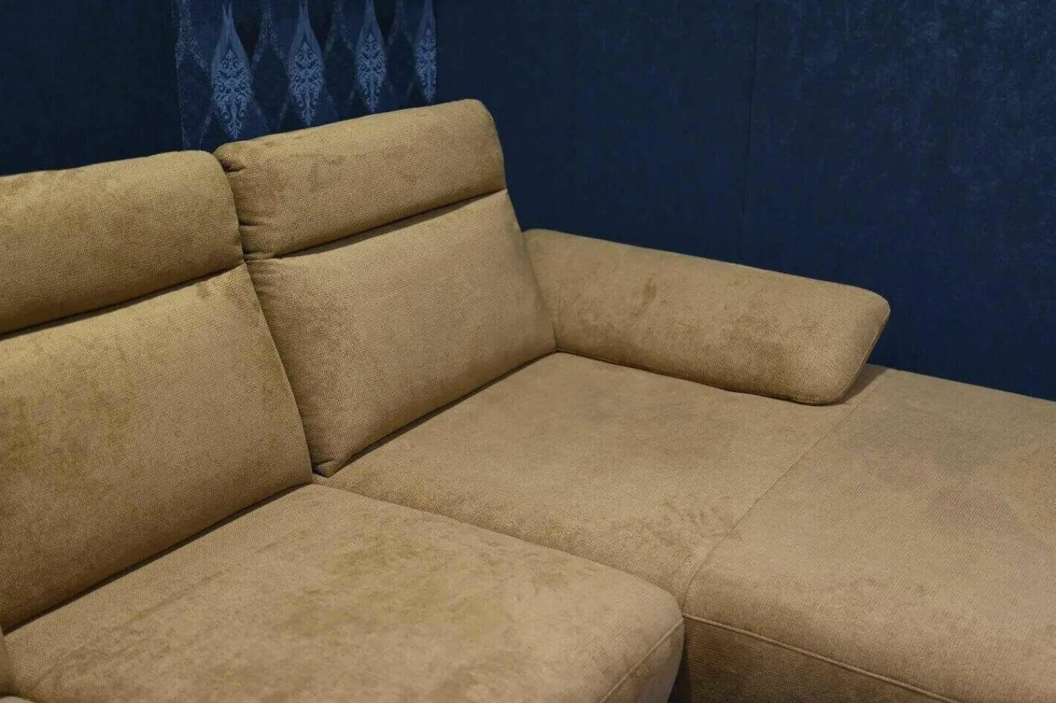 DFM Ecksofas|Ecksofa Lennox Stoff Regain 23 Ocre Braun mit Elektrischer Relaxfunktion und Sitztiefenverstellung