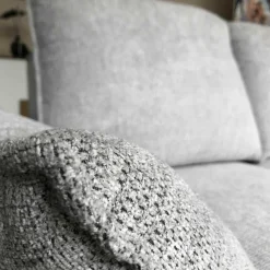 Carina Ecksofas|Ecksofa Lenny Stoff Famous Silver Grau Füße Chrom Glänzend