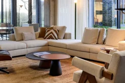 Walter Knoll Ecksofas|Ecksofa Living Landscape 755 Bezug Curly Ivory 02CU Beige Creme Sockel Massivholz Buche Schwarz Lackiert Ohne Sessel Couchtische Dekoration Sowie Lampen