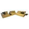 Walter Knoll Wohnlandschaften|Ecksofa Living Landscape Stoff Garbo 7737 Pearl 25 Beige Sockel Buche Schwarz Lackiert