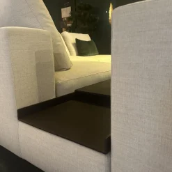 Walter Knoll Wohnlandschaften|Ecksofa Living Landscape Stoff Garbo 7737 Pearl 25 Beige Sockel Buche Schwarz Lackiert