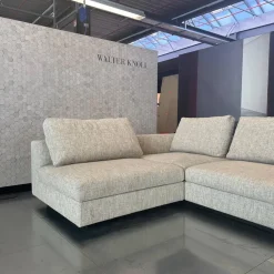 Walter Knoll Ecksofas|Ecksofa Living Landscape 755 Stoff Sorel 7871 Smoke Quartz Grau Beige Sockel Buche Schwarz Lackiert Mit Tischelement