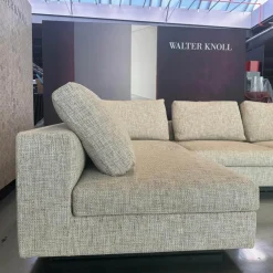 Walter Knoll Ecksofas|Ecksofa Living Landscape 755 Stoff Sorel 7871 Smoke Quartz Grau Beige Sockel Buche Schwarz Lackiert Mit Tischelement