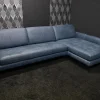 Rossini Ecksofas|Ecksofa Living Leder Maya 7314 Sky Blau Fuß Tivoli Titan