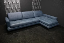 Rossini Ecksofas|Ecksofa Living Leder Maya 7314 Sky Blau Fuß Tivoli Titan