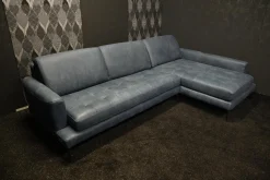 Rossini Ecksofas|Ecksofa Living Leder Maya 7314 Sky Blau Fuß Tivoli Titan