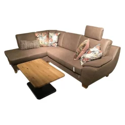Ponsel Ecksofas|Ecksofa Livingston Stoff 0877 19 Braun Fuß Eiche Geölt Inklusive Kissen