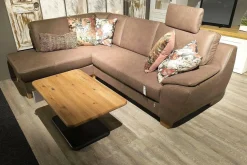 Ponsel Ecksofas|Ecksofa Livingston Stoff 0877 19 Braun Fuß Eiche Geölt Inklusive Kissen