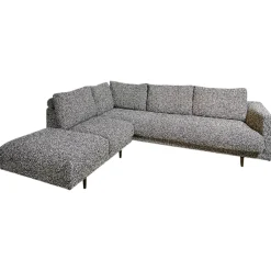 Bielefelder Werkstätten Ecksofas|Ecksofa Long Island Stoff Cooper BW1779 151 Grau Blau Füße Holz Dunkelbraun