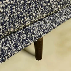 Bielefelder Werkstätten Ecksofas|Ecksofa Long Island Stoff Cooper BW1779 151 Grau Blau Füße Holz Dunkelbraun