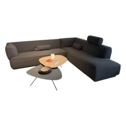 Leolux Ecksofas|Ecksofa Loya Stoff Bouclé 33618 Robou 18 Steel Grau Inklusive Kopfstütze Und Armrollenkissen