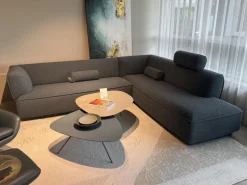 Leolux Ecksofas|Ecksofa Loya Stoff Bouclé 33618 Robou 18 Steel Grau Inklusive Kopfstütze Und Armrollenkissen