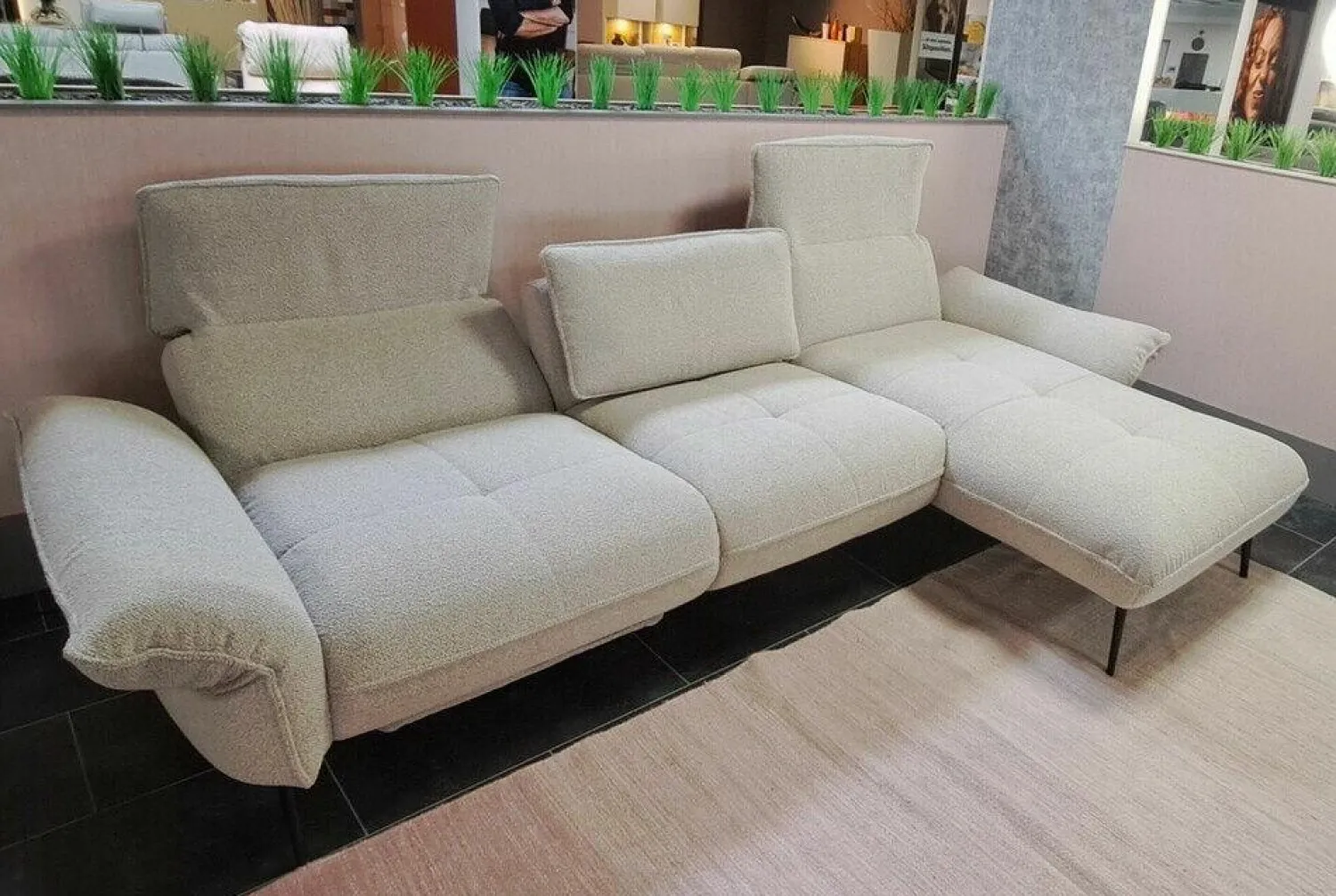 Poco Ecksofas|Ecksofa LS24 Hunte Stoff Space Nature Beige Füße Metall Schwarz