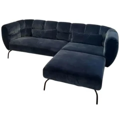Brühl Polstergruppen|Ecksofas|Ecksofa Magnolia Stoff 4473 63 Blau Füße Metall Schwarz Pulverbeschichtet