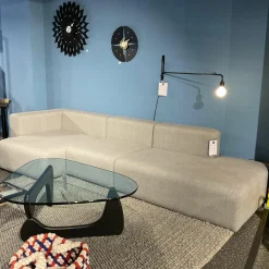 Hay Ecksofas|Ecksofa Mags Stoff Kvadrat Fiord 151 Grau Füße Kiefernholz Schwarz Gebeizt Inklusive Rückenkissen