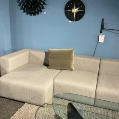 Hay Ecksofas|Ecksofa Mags Stoff Kvadrat Fiord 151 Grau Füße Kiefernholz Schwarz Gebeizt Inklusive Rückenkissen