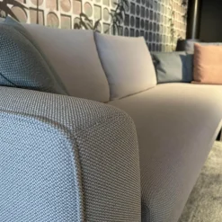 COR Ecksofas|Ecksofa Mell Lounge 48213 Stoff 10064 Chalk Grau Metallgestell Verchromt Inklusive Kissen