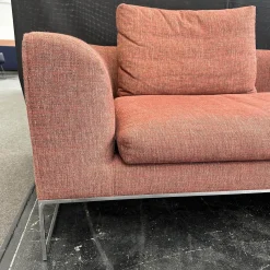 COR Ecksofas|Ecksofa Mell Lounge Stoff 9202 Dunkelrot Fußrahmen Verchromt mit 3 Rückenkissen