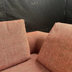 COR Ecksofas|Ecksofa Mell Lounge Stoff 9202 Dunkelrot Fußrahmen Verchromt mit 3 Rückenkissen