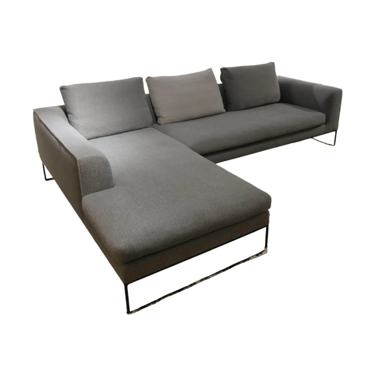COR Ecksofas|Ecksofa Mell Lounge Stoff 9131 Anthrazit Grau Gestell Metall Schwarz Mit Kissen Stoff 9129