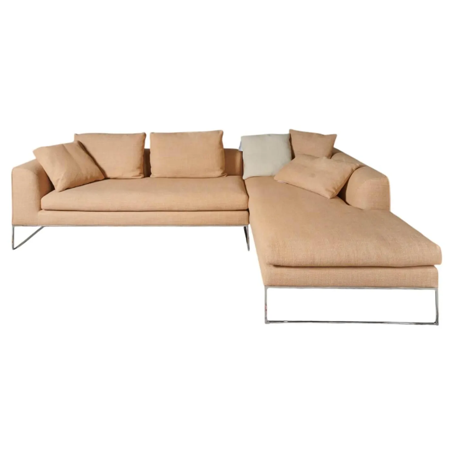 COR Ecksofas|Ecksofa Mell Lounge Stoff 8186 Aprikose Orange Beige Gestell Verchromt Inklusive Kissen