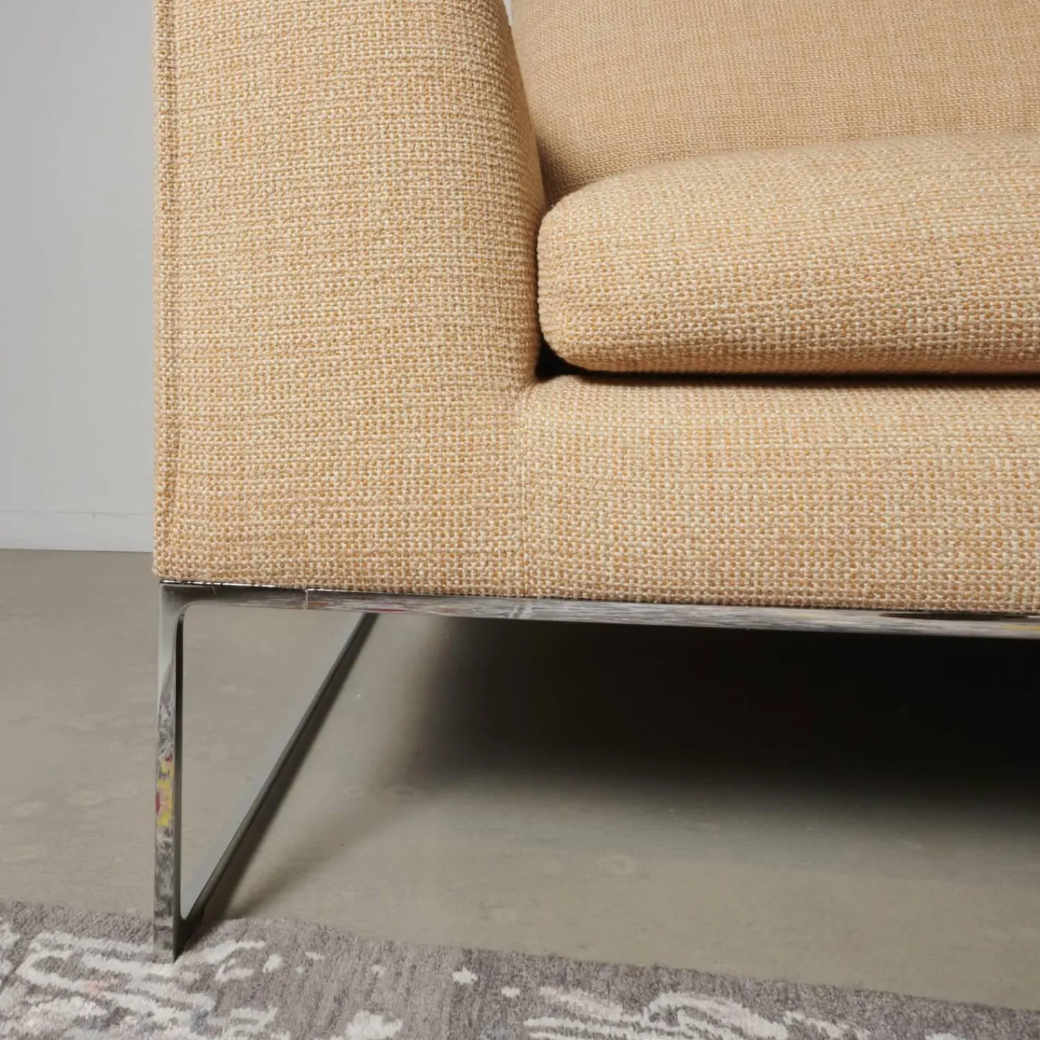 COR Ecksofas|Ecksofa Mell Lounge Stoff 8186 Aprikose Orange Beige Gestell Verchromt Inklusive Kissen